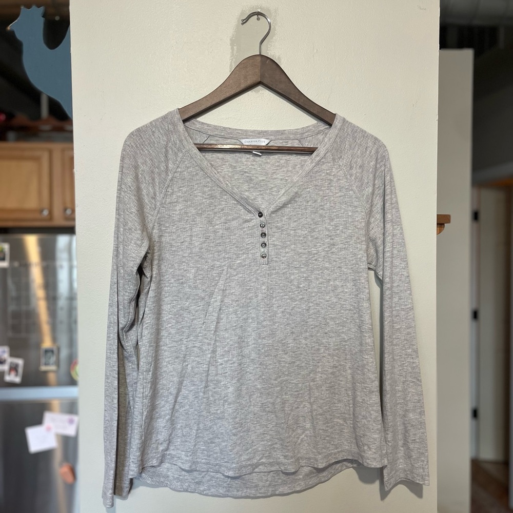 Gray Ribbed Long Sleeve